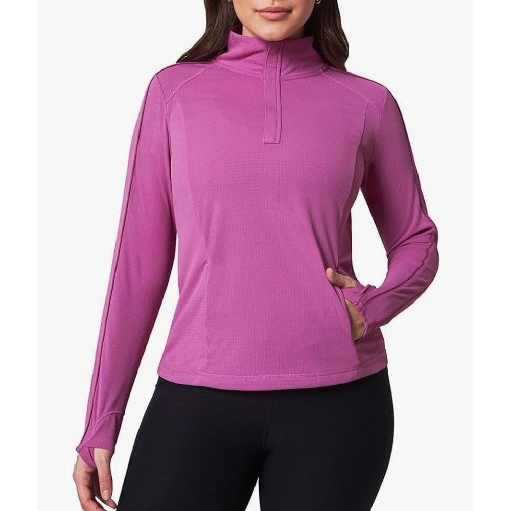 Mondetta Performance Recycled Polyester Top Pullover 1/4 Zip Top Purple M